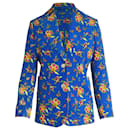 Chaqueta tipo blazer con estampado floral de Gucci en algodón azul