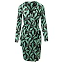 Diane Von Furstenberg Robe portefeuille en vert/coton noir