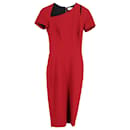 Victoria Beckham Asymmetric Neck Pencil Dress in Red Wool