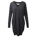 Vince Long-Sleeve V-Neck Sweater Dress w/ Pockets in Dark Grey Wool 