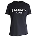 Balmain-Logo-T-Shirt aus schwarzer Baumwolle