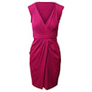 Vestido drapeado Diane Von Furstenberg em lã rosa fúcsia