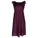 Vanessa Bruno Ruffled Sleeveless Dress in Purple Cotton