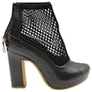 Sacai x Pierre Hardy Mesh Ankle Boots in Black Leather