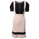 Diane Von Furstenberg Color Block Bodycon Dress in Pink and Black Wool