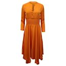 Maje Imprimee Asymmetric Midi Dress in Orange Polyester