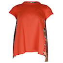 Bedrucktes T-Shirt mit ausgestelltem Rücken von Sacai aus orangefarbener Baumwolle
