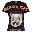 Camiseta extragrande con estampado de gato Gucci en algodón negro