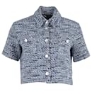Maje Colly Short-Sleeved Marl Tweed Shirt in Blue Cotton
