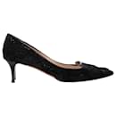 Jimmy Choo Pointed Lace Pumps in Black Nylon