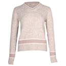 Dior Mouline-Pullover mit V-Ausschnitt aus pastellrosa Wolle