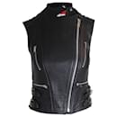Celine Sleeveless Cropped Biker Jacket in Black Leather - Céline