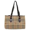 BURBERRY Nova Check Bolsa de Ombro PVC Couro Bege Marrom Escuro Autenticação7975 - Burberry