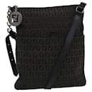 FENDI Zucchino Canvas Chain Shoulder Bag Black Auth 49106 - Fendi