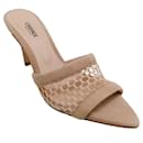 L'Agence Nude Suede Mesh Romilly Slide Sandals