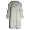 Philosophy di Lorenzo Serafini Lace-Paneled Pleated Mini Dress in White Polyester