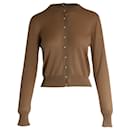 Dolce & Gabbana Pearl Embellished Cardigan in Brown Cashmere