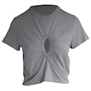 Camiseta con abertura delantera en algodón gris de Alexander Wang