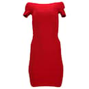 Schulterfreies Bandagekleid „Carmen“ von Herve Leger aus rotem Rayon
