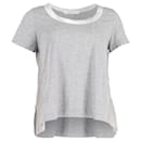 Sacai Luck Tulle-Lined and Satin-Paneled T-shirt in Grey Cotton