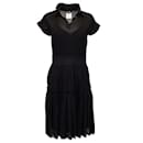 Chanel 2018 Short Sleeve Pleated Dress in Black Viscose