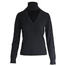 Michael Kors Turtleneck Cut-Out Top in Black Cashmere