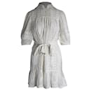 Zimmermann Belted Embroidered Mini Dress in White Ramie