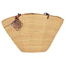 Loewe Shell Medium Basket Tote Bag in 'Natural' Beige Elephant Grass and 'Pecan' Brown Calfskin Leather