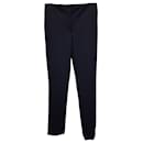 Theory Tech Knit Slim-Fit Trousers in Navy Blue Polyester