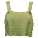 Balmain Sleeveless Knitted Crop Top in Lime Green Viscose