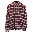 Ami Paris Checkered Long Sleeve Dress Shirt in Burgundy Cotton