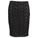 Diane Von Furstenberg Clover Lace Pencil Skirt in Black Polyester