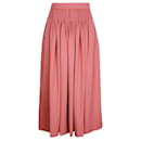 Falda midi con pliegues delanteros Hermes en lana rosa - Hermès