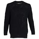 Burberry Fisherman's Open Knit Pullover in Navy Blue Cotton