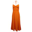 Reformation Tova Georgette Halterneck Maxi Dress in Orange Viscose