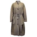 The Row Evia Belted Paneled Silk-Satin and Twill Coat in Beige Wool - The row
