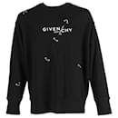 Suéter com detalhes de ilhós e estampa de logotipo Givenchy em algodão preto