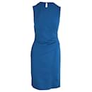 Diane Von Furstenberg Sleeveless Side Drape Dress in Blue Viscose