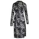 Diane Von Furstenberg Midi Wrap Dress in Leopard Print Silk