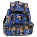 BURBERRY Nova Check Graffiti Backpack Canvas Leather Beige Blue Auth 49119a - Burberry