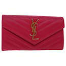 SAINT LAURENT V Stitch Wallet Leather Pink CFP372264 Auth am4748 - Saint Laurent