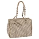 Christian Dior Trotter Canvas Tote Bag PVC Leather Beige Auth 49112