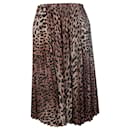 balenciaga, falda midi plisada de seda con estampado de leopardo - Balenciaga
