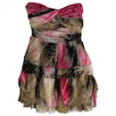 Diane Von Furstenberg Brighton Strapless Tiered Mini Dress in Multicolor Silk