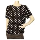 Comptoir des Cotonniers Black White Polka Dots Silk T- Shirt Blouse top size 38 - Comptoir Des Cotonniers