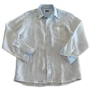 Roberto Bassi white linen shirt blue striped details Roberto Bassi T. 5 - Autre Marque