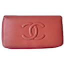 CHANEL Timeless long wallet in coral caviar leather - Chanel