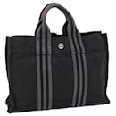 HERMES Her Line Fourre Tout PM Hand Bag Canvas Black Auth bs7144 - Hermès