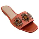 Veronica Beard Redwood Maggie Slides with Crystal Embellishments