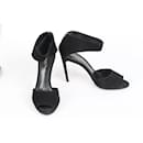Black Suede Open Toe Heels Shoes Size 37.5 - Gianvito Rossi